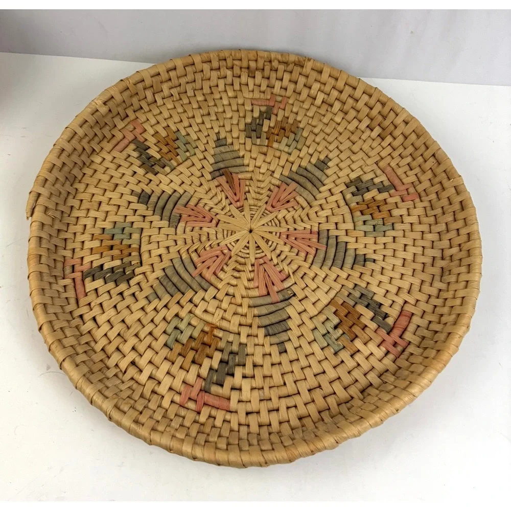 Vintage Southwestern Hand Woven Coil Basket Bowl Native Style Wall Decor 16